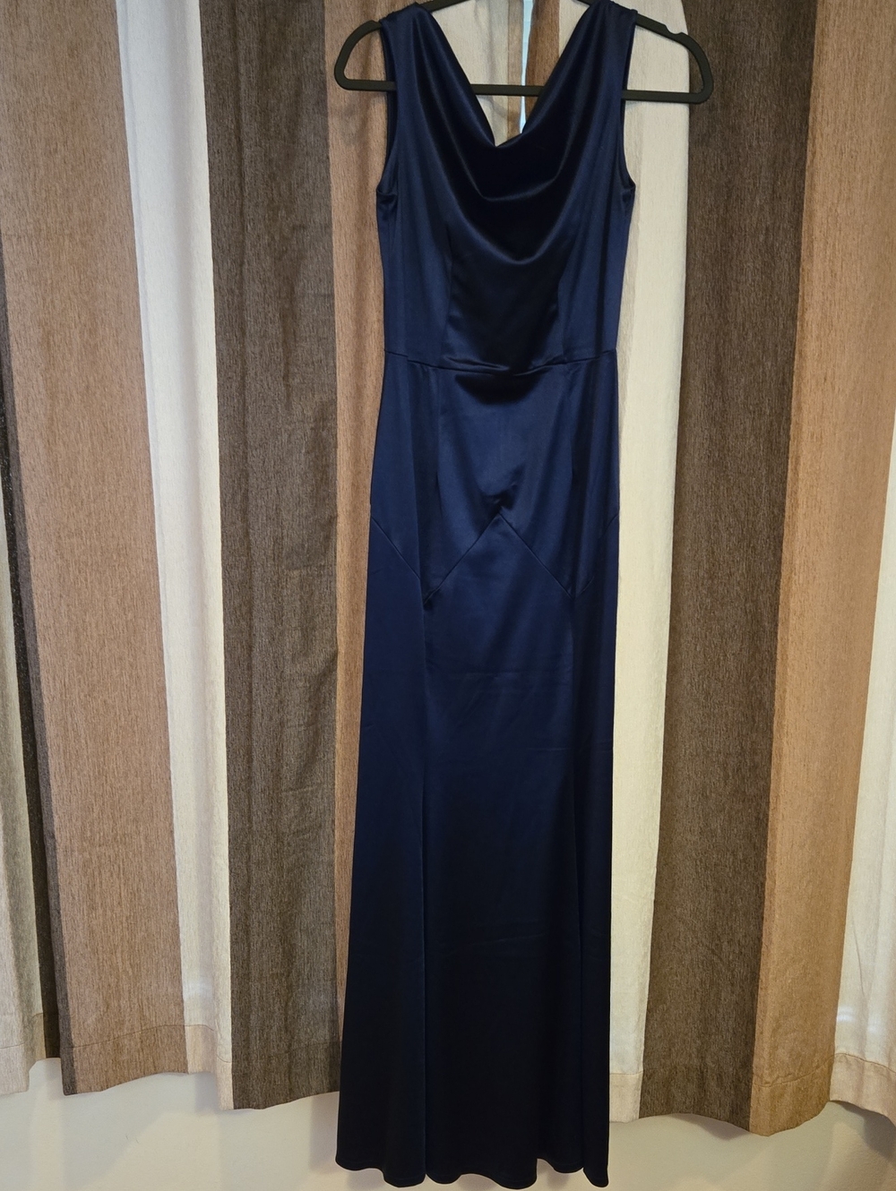 Sleeveless Navy Cowl Neck Maxi Dress
